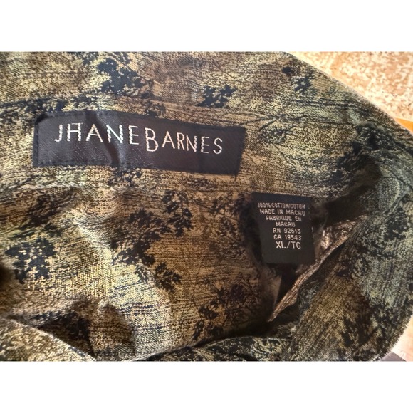 JHANE BARNES XL Button Up Shirt Abstract Leaf Print Men's Long‎ Sleeve - Picture 7 of 10